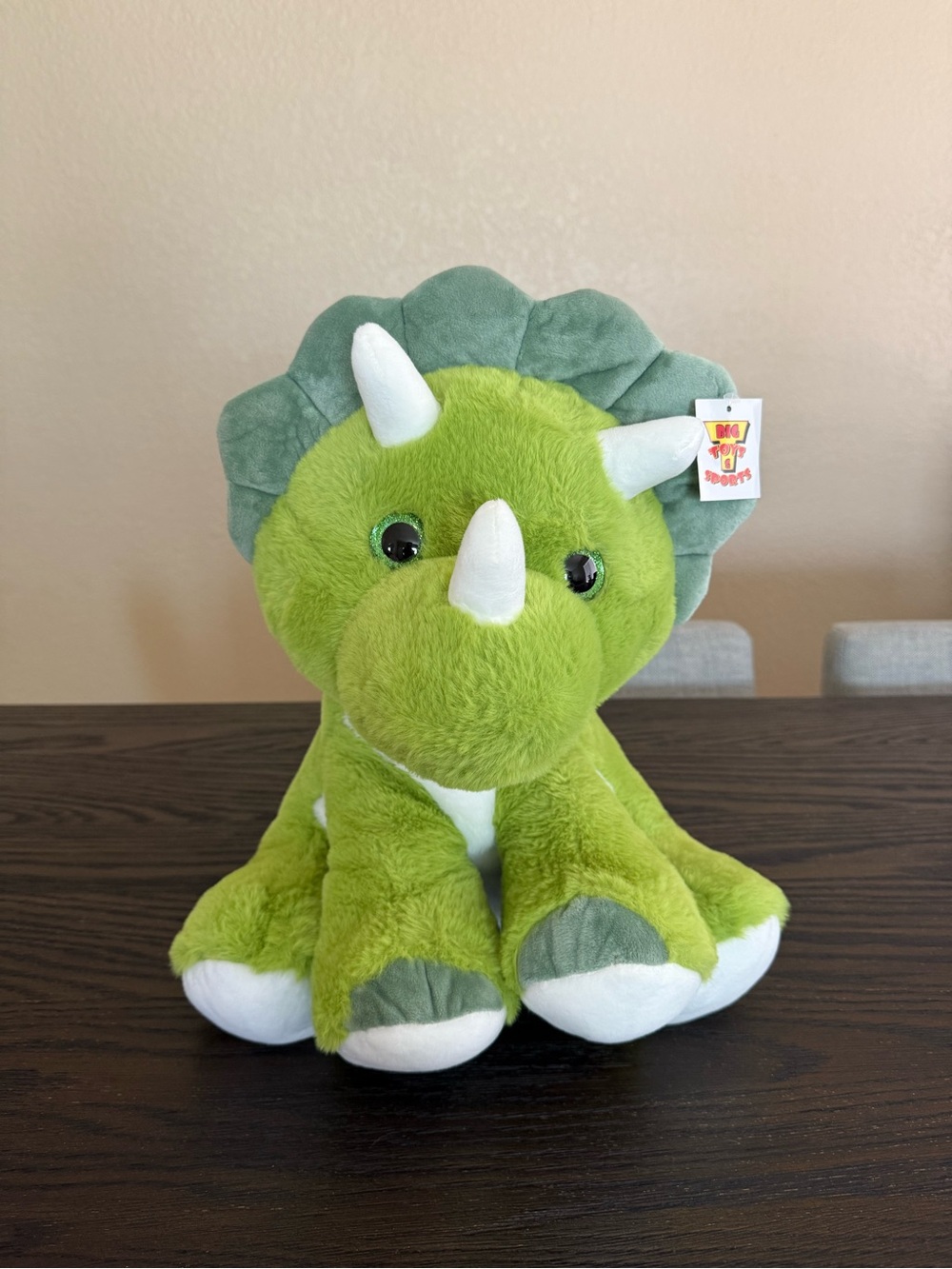 Big Toys Sports Green Triceratops Dinosaur Plush 16” NWT Stuffed Animal